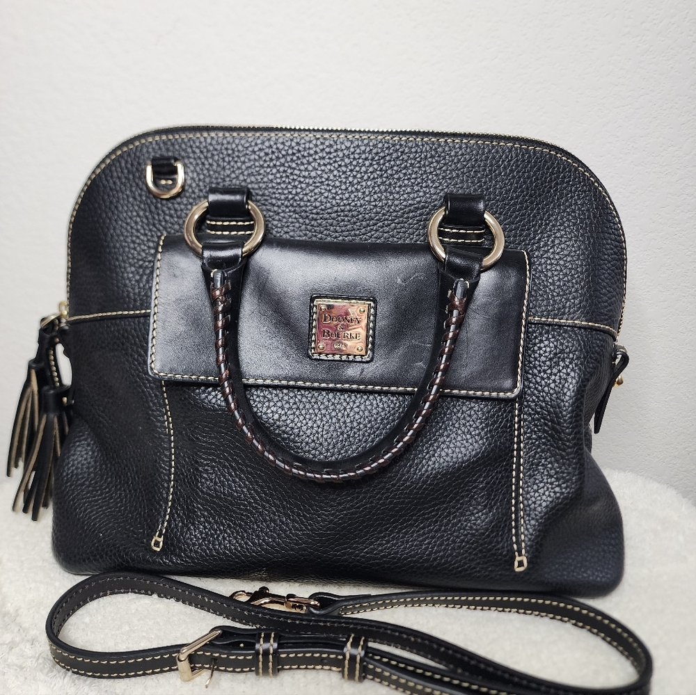 Dooney & Bourke "Aubrey" Black Pebble Leather Satchel